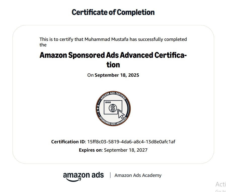 Amazon sponsored ads advanced certification